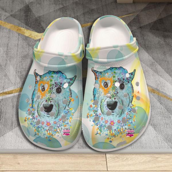 Clogs mit Hundemotiv Anton - Gartenschuhe, Gummischuhe, bunt, Unisex, Grösse 36-43, Mischling, Mix, West Highland Terrier, Westi